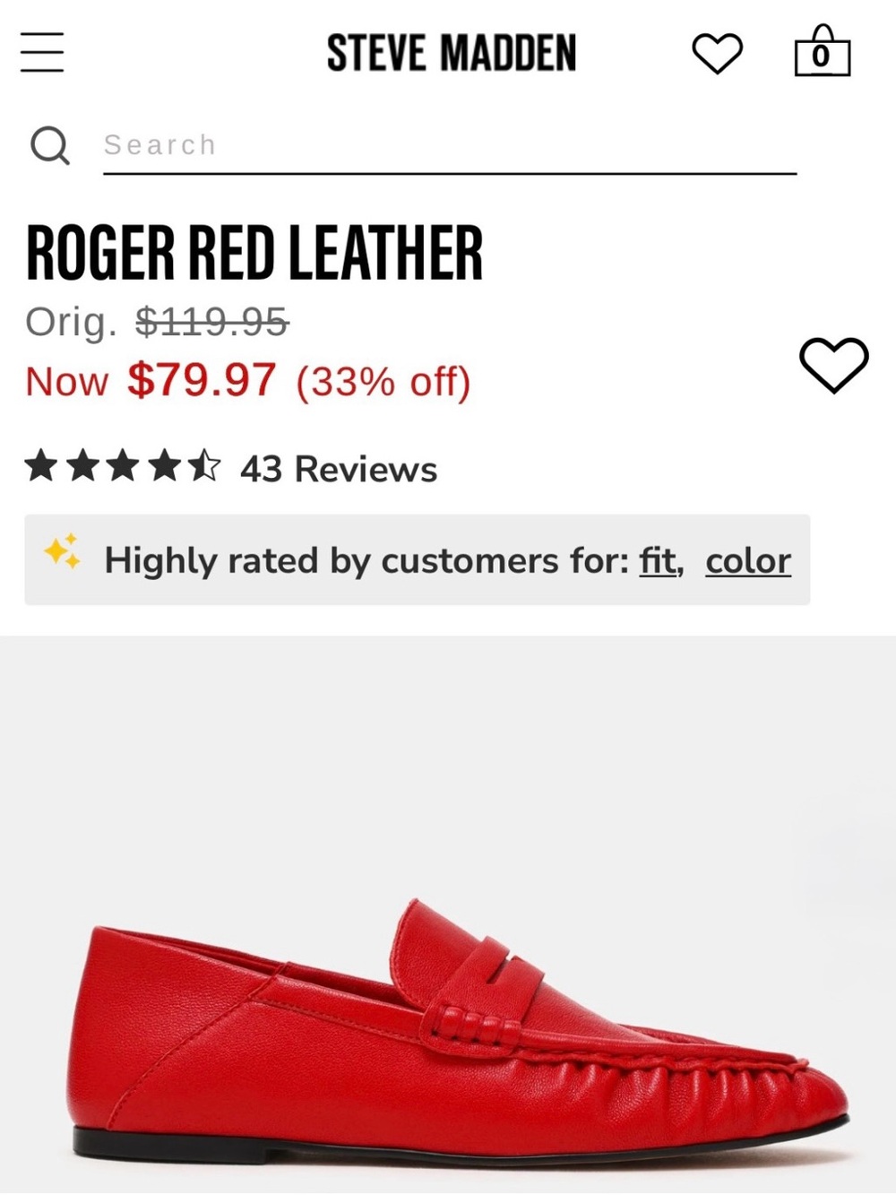 Steve Madden Rodger Red Leather